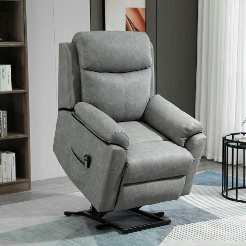 HOMCOM Power Lift Chair Electric Riser Armchair with Remote Control - Grey