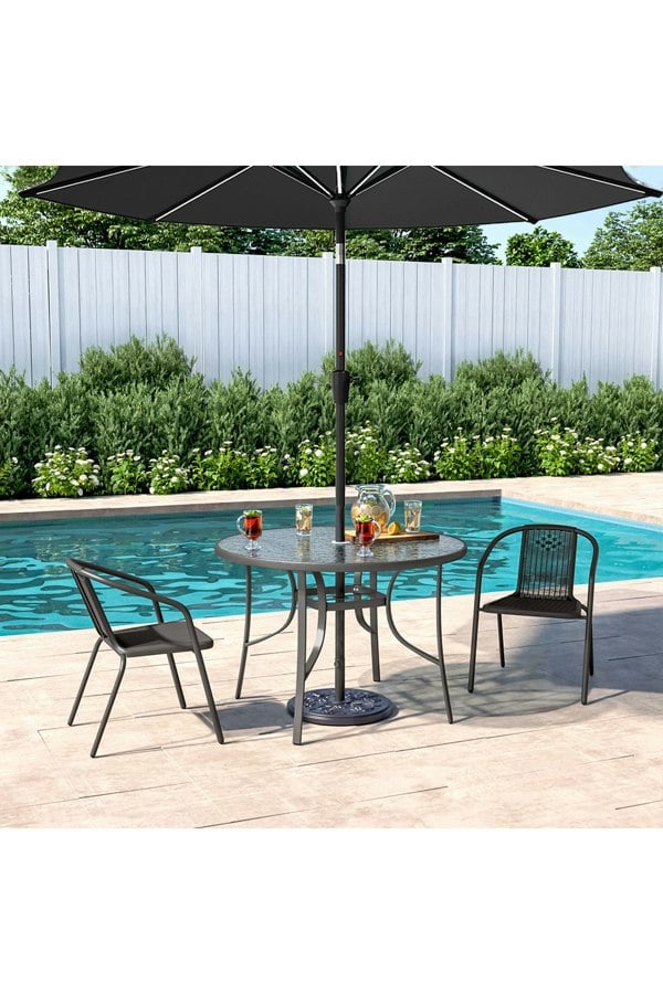 Living and Home 2 Person Patio Garden Dining Set With Umbrella