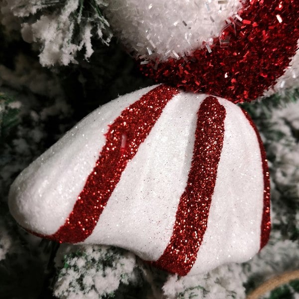 Samuel Alexander 28cm Red and White Glitter Candy Stripe Sweet Hanging Christmas Decoration