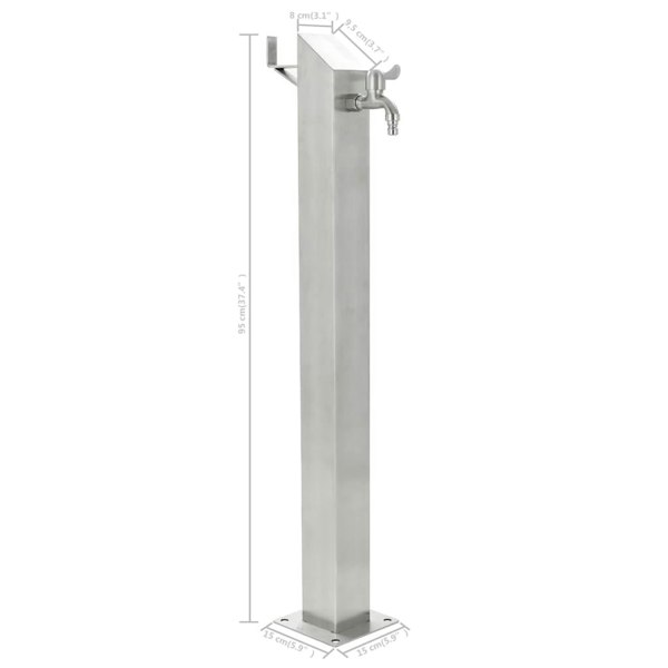 Berkfield Garden Water Column Stainless Steel Square 95 cm
