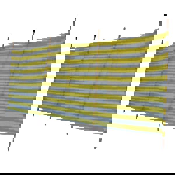 Wooden Pole Striped Camping Windbreak - Yellow 5.7M (Beach Holiday Garden Weather Shelter)