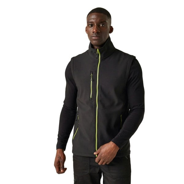 Regatta Mens Navigate Softshell 2 Layer Body Warmer - Black/Lime Green