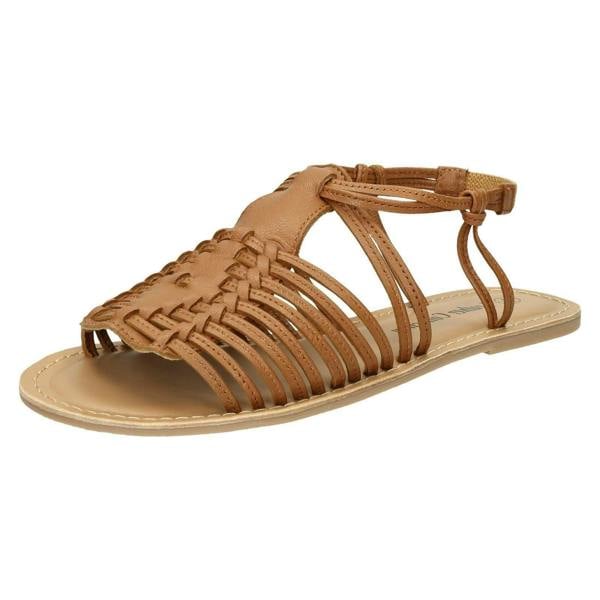 Leather Collection Ladies Leather Collection Flat Strappy Sandals F00159