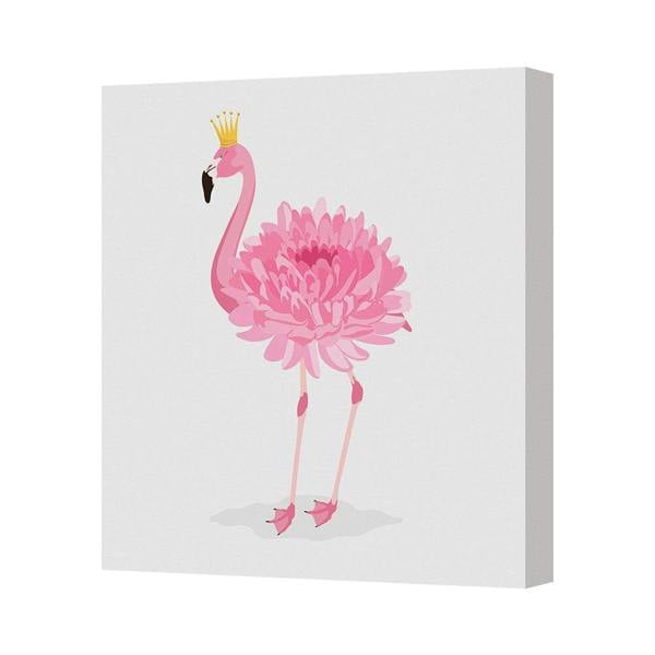 Benjamin Tate Design Pink Flamingo Canvas Art Print With Crown British Made Wall Decor