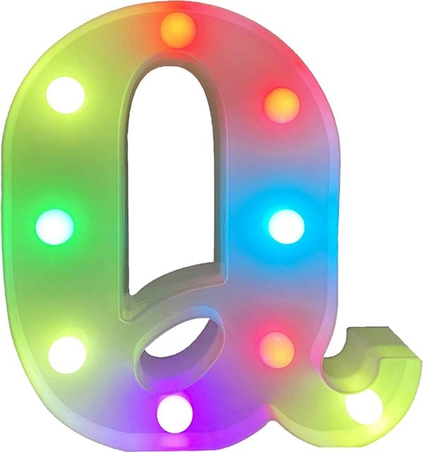 St Helens Battery Operated RGB Letter   With Remote Control Letter Q