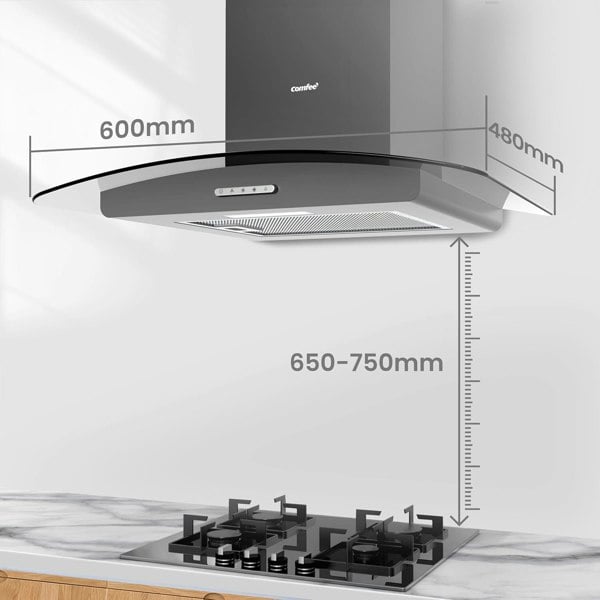 60cm Chimney Cooker Range Hood Kitchen Extractor with 3-Speed Modes Living and Home 