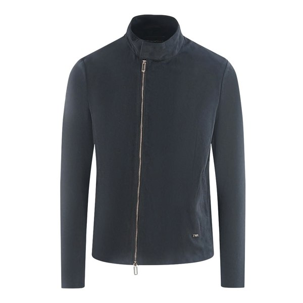 Emporio Armani Leather Jacket - Navy Blue