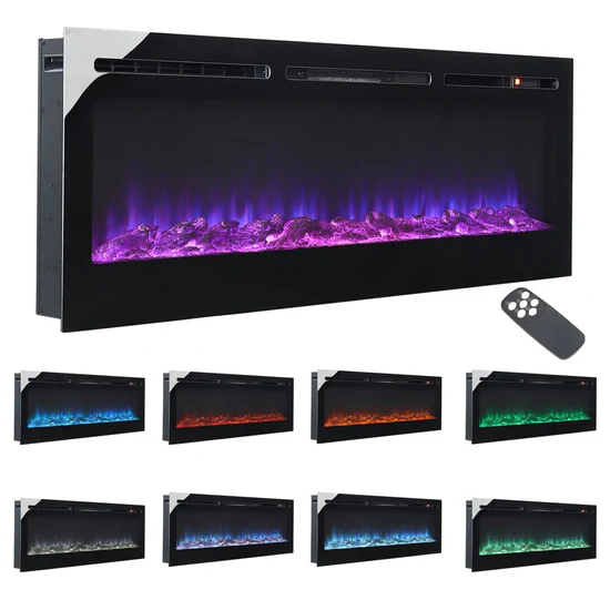 Living and Home 60 Inch 5120 BTU Wall Mounted Fireplace 12 Flame