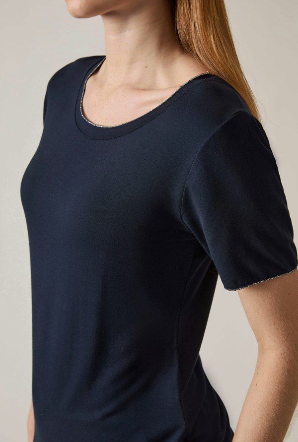 James Lakeland Short Sleeve Navy Top