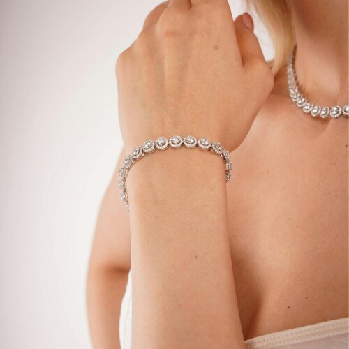 Spero London Grand Halo Sterling Silver Statement Bracelet