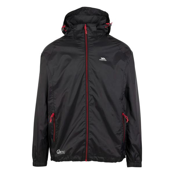 Trespass Qikpac X Unisex Packaway Jacket - Black/Red - 