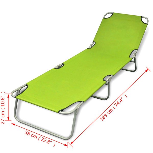Berkfield Folding Sun Lounger Powder-coated Steel Apple Green
