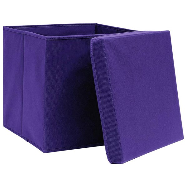 Berkfield Storage Boxes with Covers 10 pcs 28x28x28 cm Purple