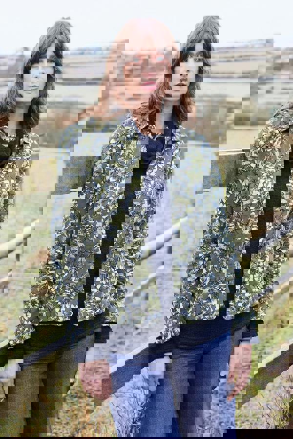 Ash Cotton Cord Printed Jacket Moss | Lily and Me Clothing