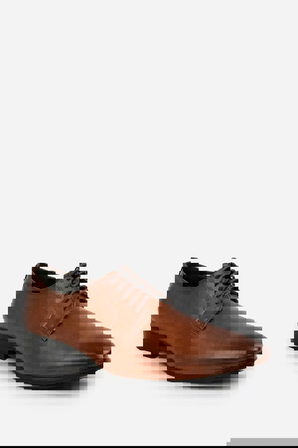 Where's That From David Lace Up Derby Formal Dress Work Shoes in Brown Faux Leather