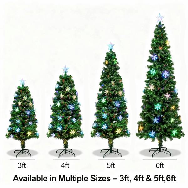 2ft to 6ft Snowflakes Fibre Optic Pre-Lit Artificial Christmas Trees with LEDs image 1