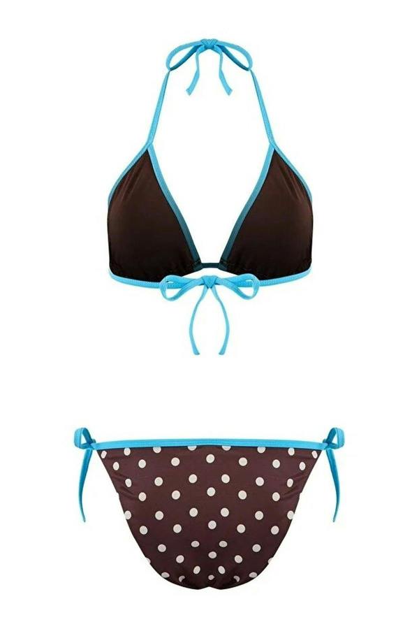 WOVCOR Polka Dot Triangle Padded Waist Bikini Set