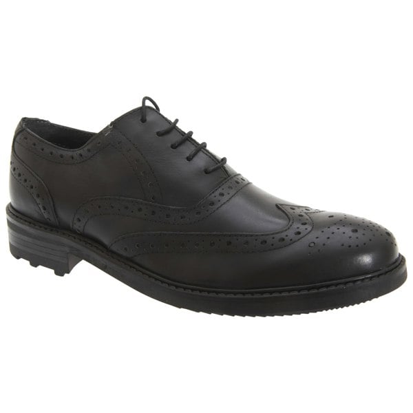 Roamers Mens 5 Eyelet Brogue Oxford Leather Shoes - Black