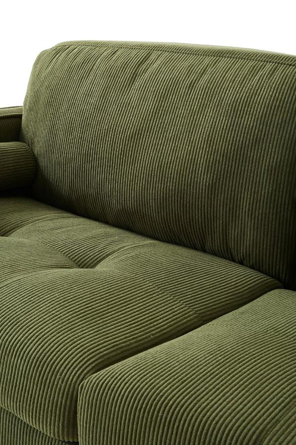 Living and Home Dark Green Corduroy Upholstered Two-seater Sofa Armchair
