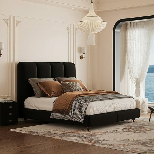 Lysander Double Bed, King Size Bed, Black-Weilai Concept-Weilai Concept