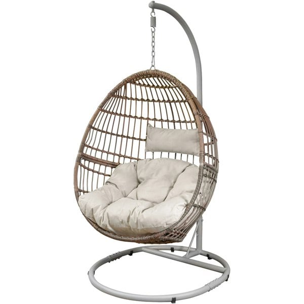 Premium Single Hanging Garden Egg Chair - Wicker Rattan - Outdoor Swing Cocoon