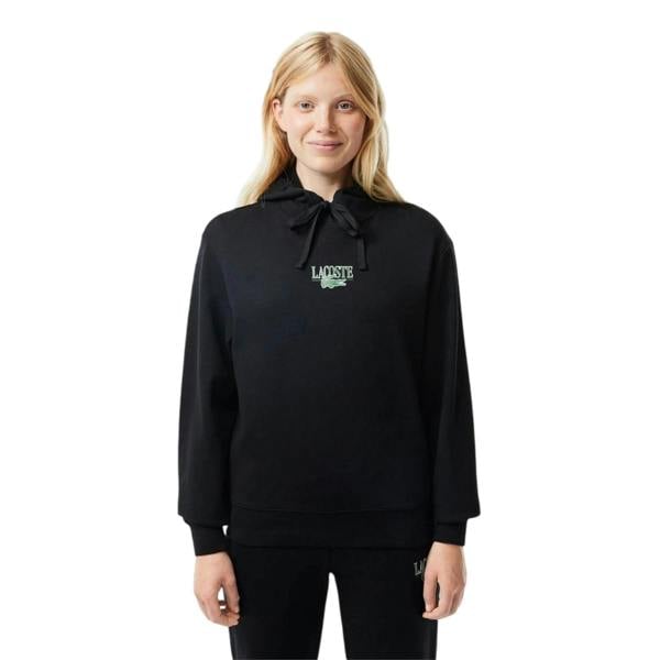 Lacoste Womens/Ladies Embroidered Logo Long-Sleeved Hoodie - Black - 