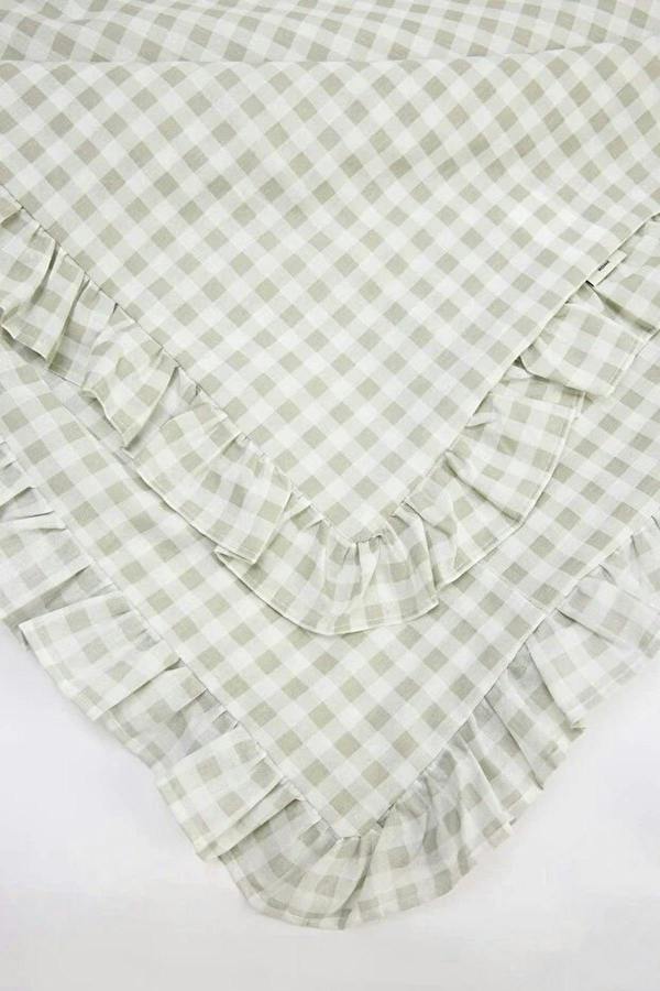 Double Duvet Cover Set with Ruffle Detail and Gingham Pattern 200x220cm (Without Sheet)