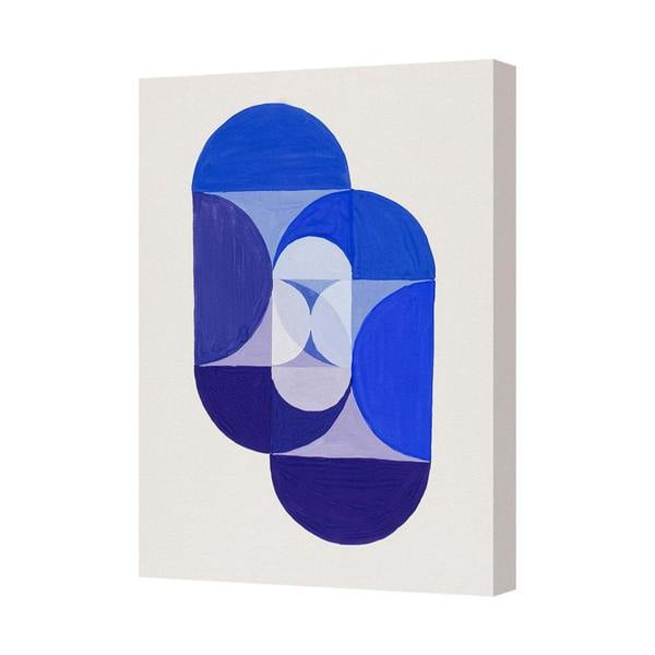 Benjamin Tate Design Blue Geometric Abstract Canvas Wall Art Living Room Decor