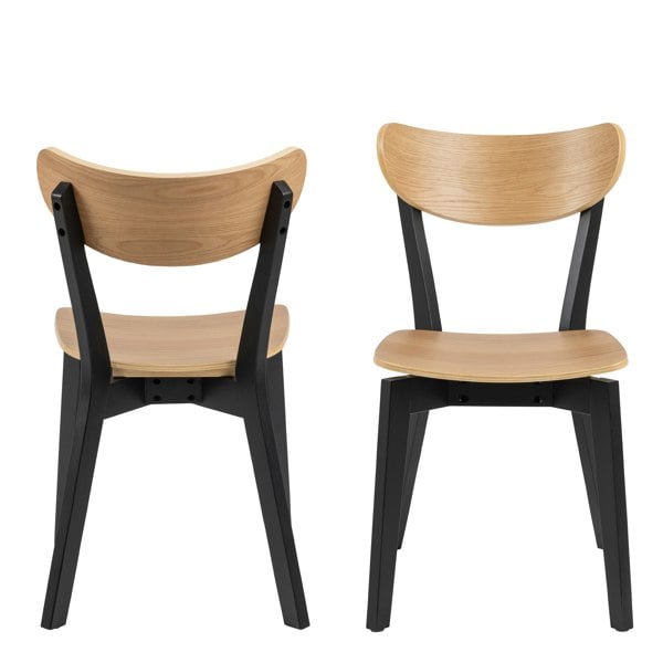Furniture To Go Roxby Dining Chairs in Black and Oak Set of 2