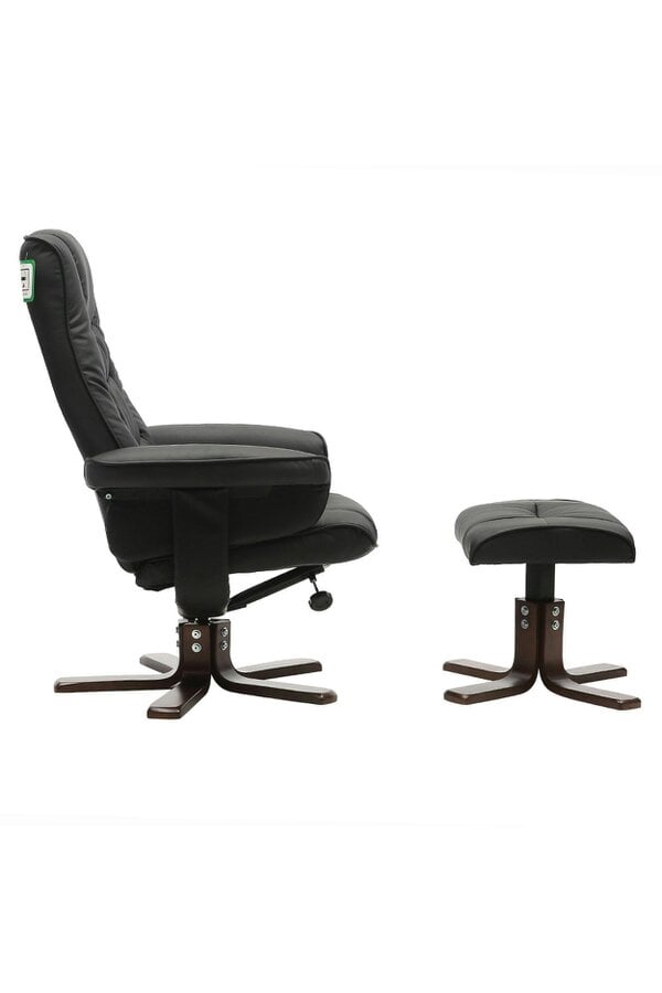Living and Home Black PU Leather Adjustable Swivel Recliner with Footstool