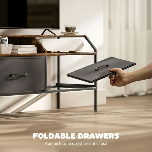 Wyld Haus Avamira Small 98cm Black and Brown TV Stand With Foldable Drawers for TV's up to 55 Inches