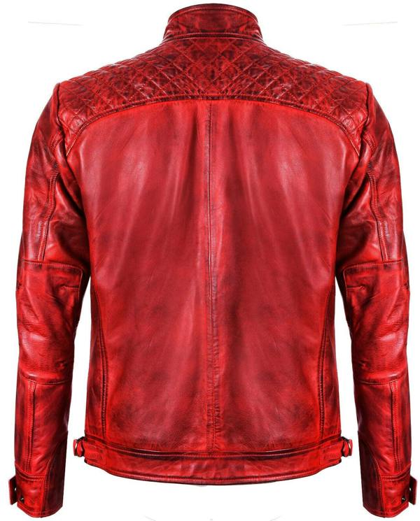 Infinity Leather Men's Vintage Zipped Leather Racing Quilted Biker Jacket