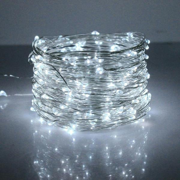 4m 40 LED Fairy String Lights, Battery Operated Cool White LEDs, Flexible Silver Copper Wire for Indoor and Outdoor Decoration image 6