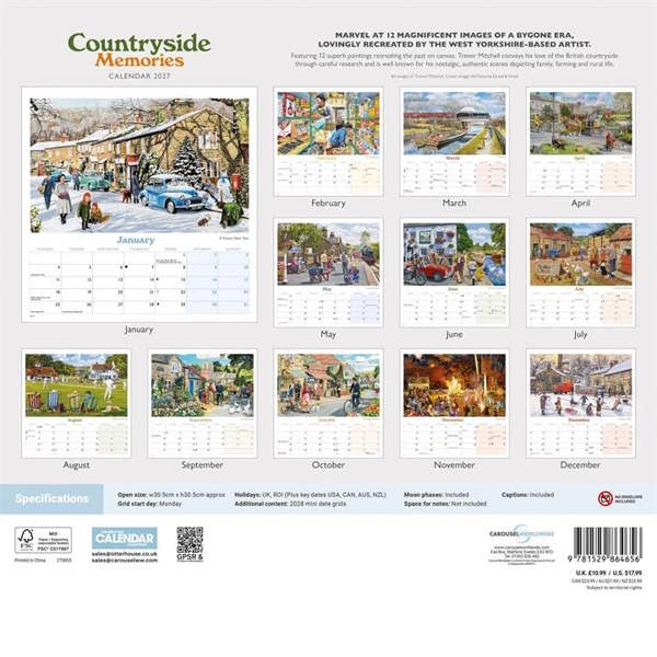 Trevor Mitchell, Countryside Memories Calendar 2027, Wall Calendars, Month To View, Travel, Gift