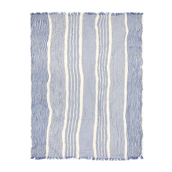 Cotton and Olive Lulu Muslin Cotton Bath Sheet, Blue | SECONDS