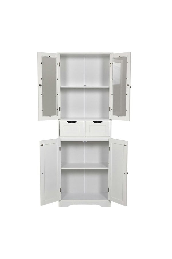 Living and Home Modern Tall Glass Door Cabinet for Bathroom & Livingroom