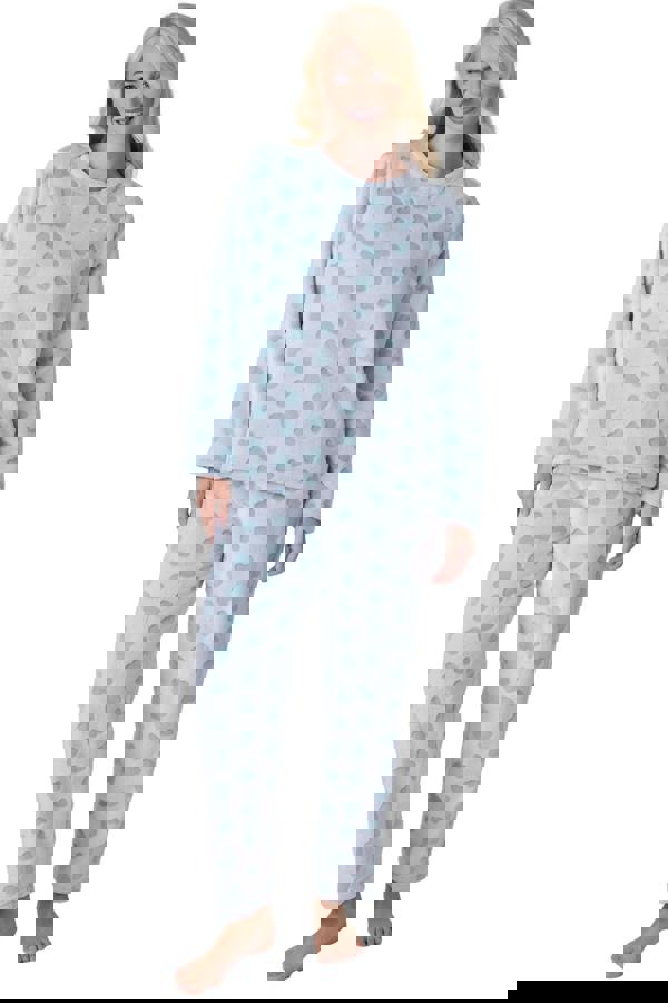 Camille Supersoft Aqua Spot Full Length Pyjama Set