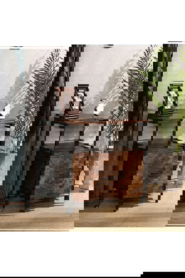 Living and Home 55cm W x 51cm D x 56cm H Industrial 1 Drawer Bedside Table Bedroom