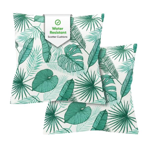 Gardenwize Pair of Outdoor Scatter Cushions – Botanical Leaf Design