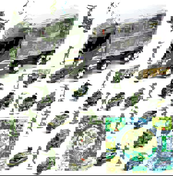 deAO Toys Die-Cast Rescue Truck Toy Set with a Carrier Truck with Map, and Accessories for Kids