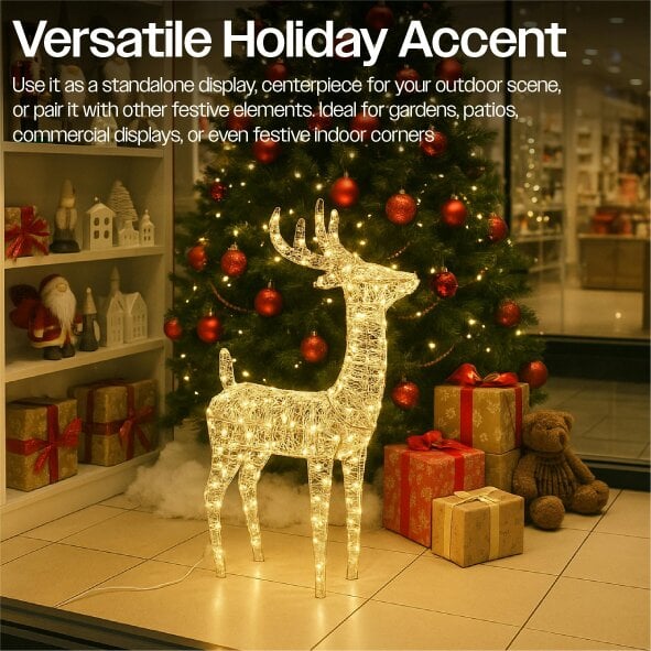 Scotts of Stow Xmas Haus Outdoor Floor Standing 78cm Metal Silver Deer