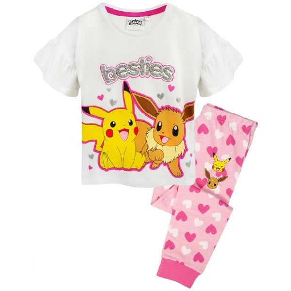 Pokemon Girls Besties Long Pyjama Set - White/Pink