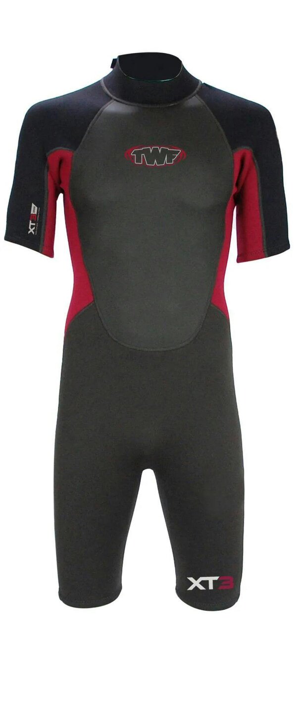 TWF XT3 Mens 3/2mm Shorty Wetsuit - Crimson Red