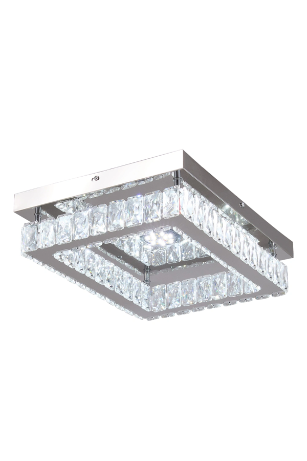 Living and Home 25W Rectangular Crystal Ceiling Light Chandelier