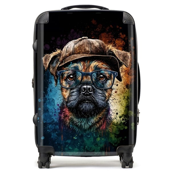 Warren Reed Border Terrier Dog Face Splashart Suitcase