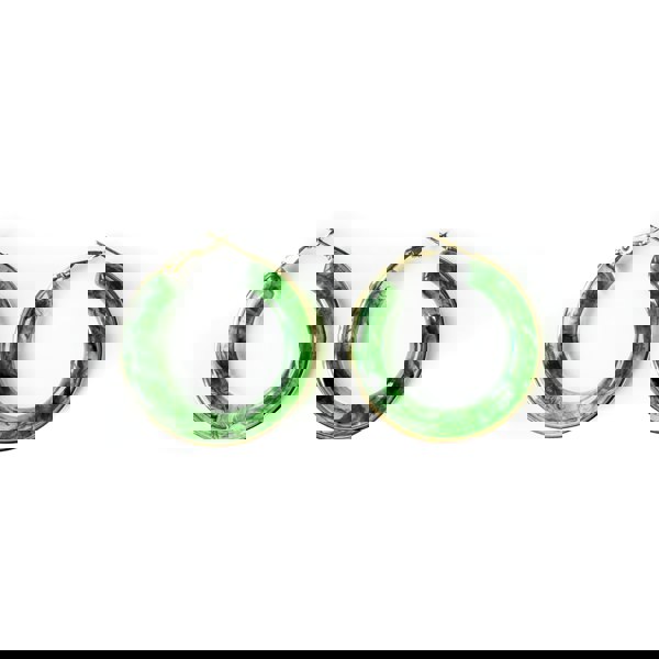Luxe Tones Oreilia Green Semi Transparent Hoop Earrings