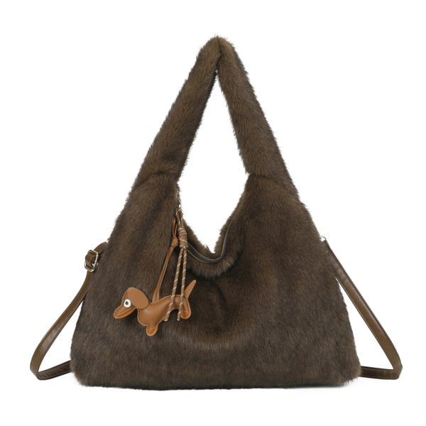 Kitise Cozy Faux Fur Hobo Soft Textured Tote Shoulder Bag