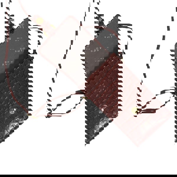 Assots London 'PETRA' Red Croc Real Leather Mobile Phone Crossbody Bag