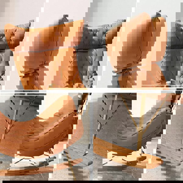 Rit Concept Anwar Rocking Chair With Footstool, Orange Leather