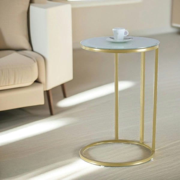 Rafaelo Mobilia Round C Shaped Side Table Gold